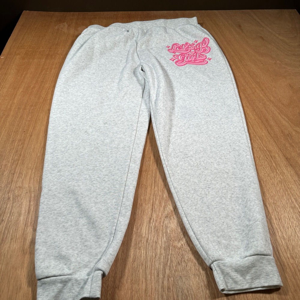 Bobbie Brooks Sweatpants Women 2X Gray Let's Go Girls Graphic Fleece Joggers